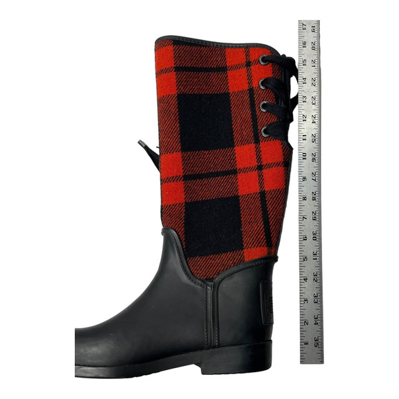 Coach Tristee Rain Boots Red/Black Buffalo Plaid Women’s Winter 7 B Fleece-Lined - Picture 7 of 7